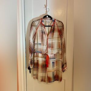 Adelyn Rae Multicolor Plaid Blouse with Red Accents